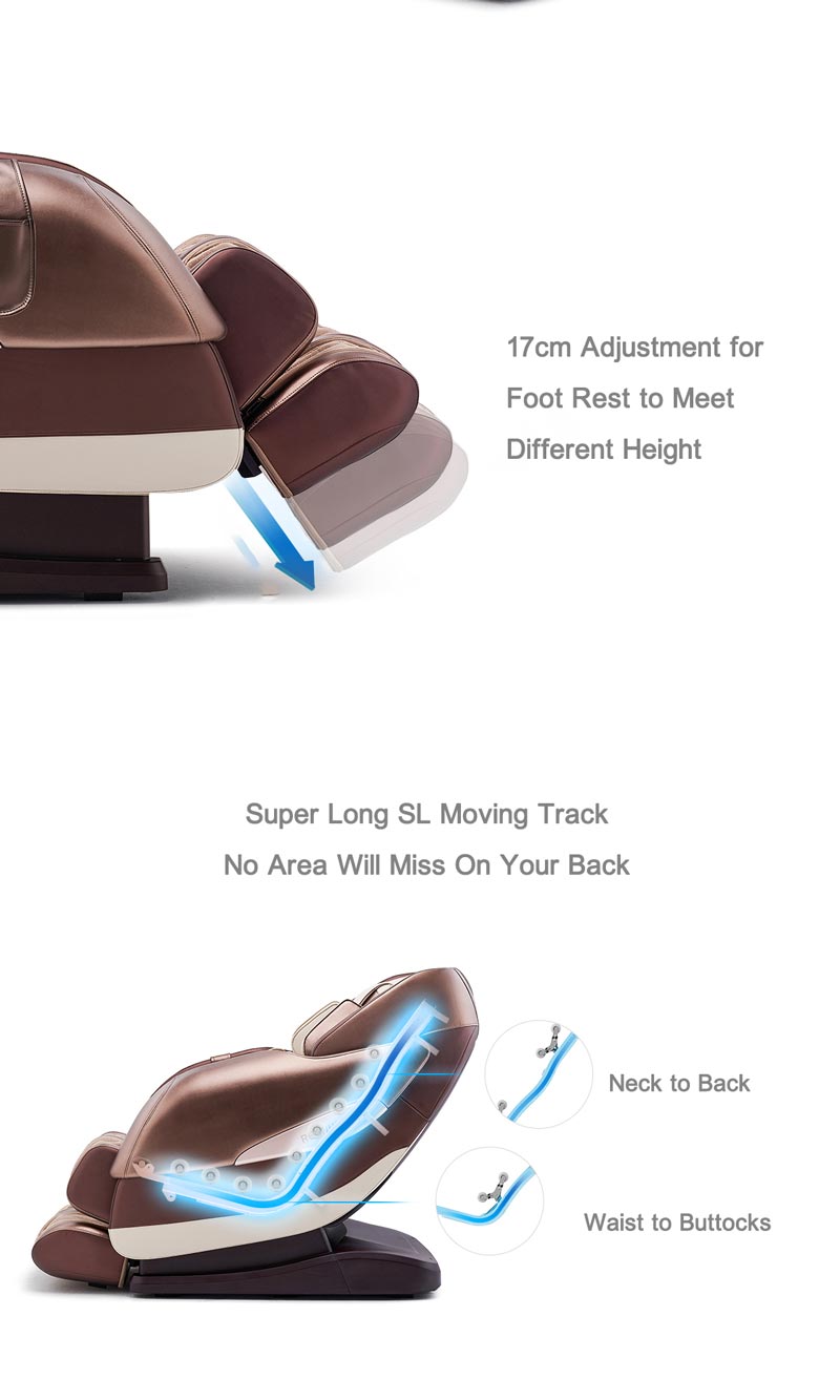 Full Back 3D Footrest Massagestuhl